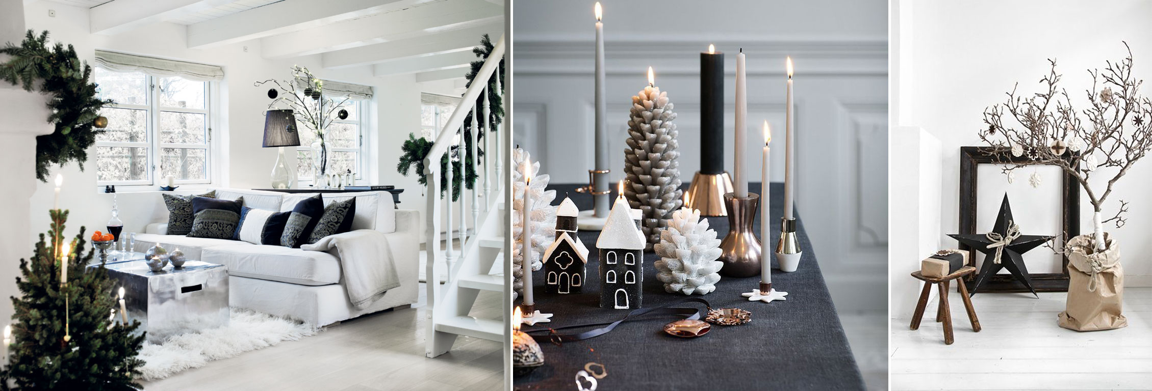 Black and white Christmas decor